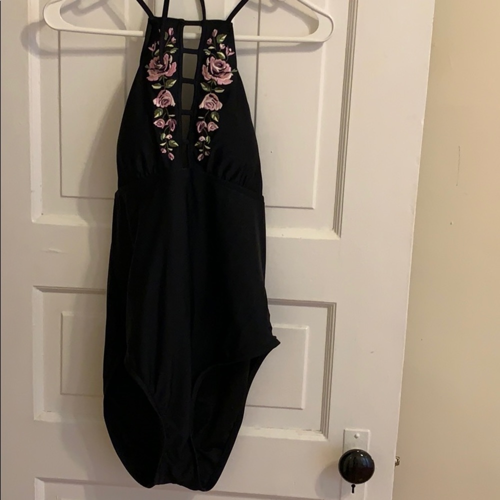 Black one piece swim suit
